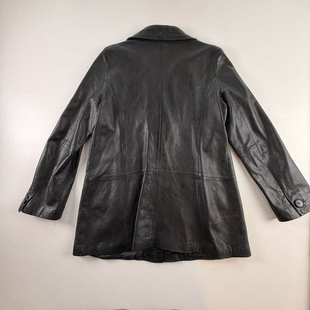 Vintage Brandon Thomas Black Blazer Genuine‎ Leather Jacket  90s, Women's Size L - Picture 8 of 11